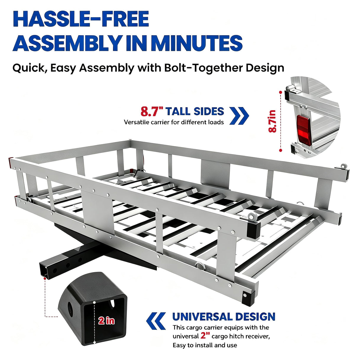 Aluminum Hitch Cargo Carrier with Ramp D1259