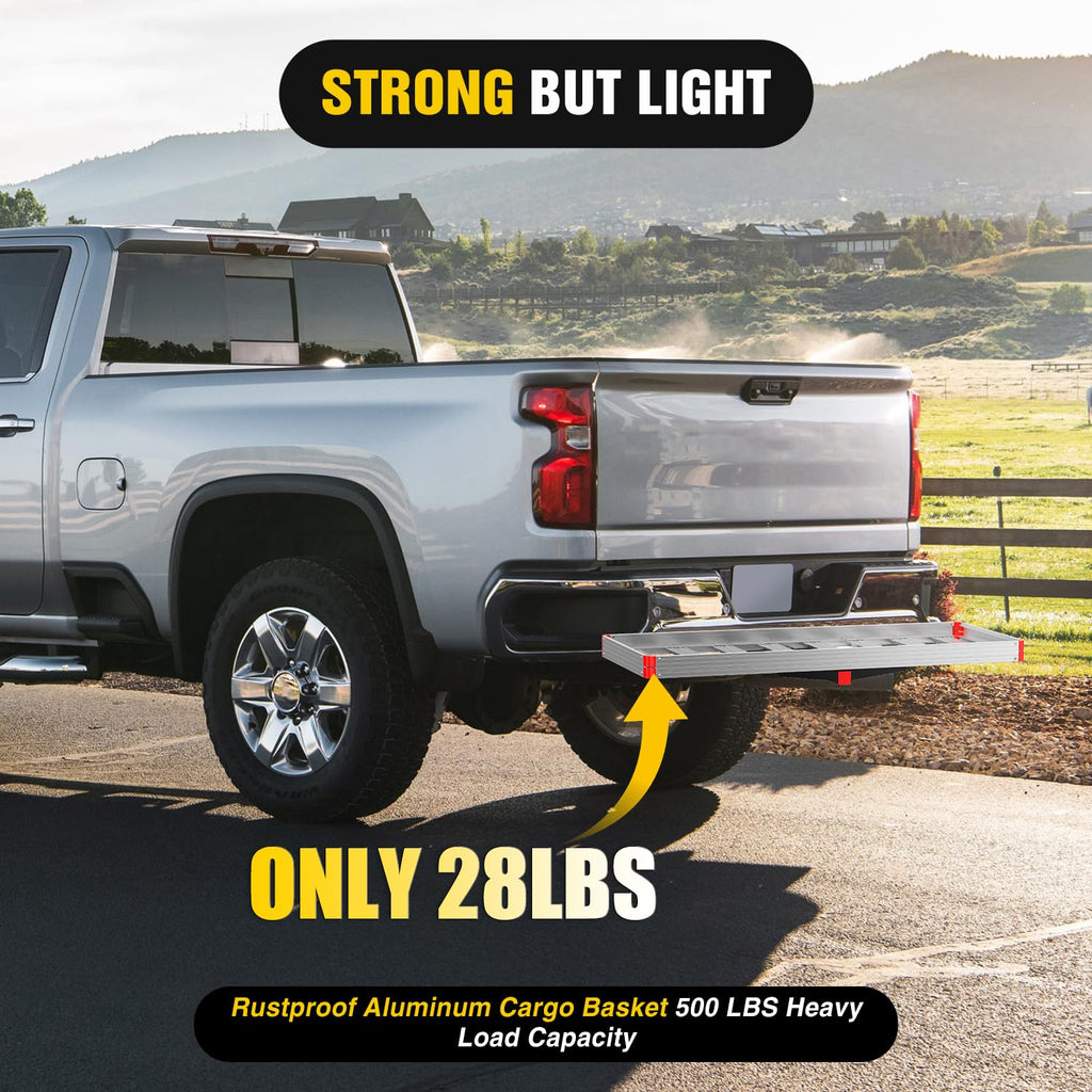 Aluminum Hitch Cargo Carrier 60" x 22" x 3.25" 500 lbs Cargo Basket for 2" Receiver O6100