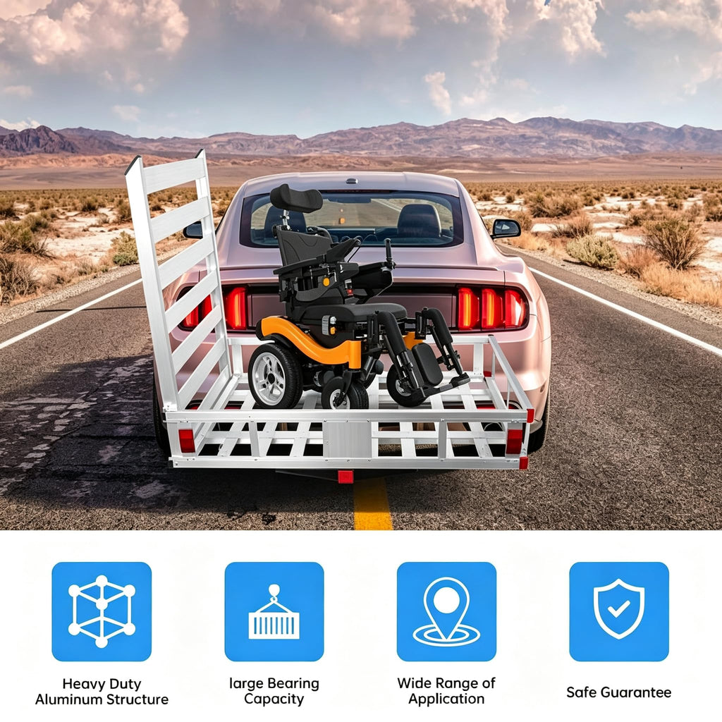 Aluminum Hitch Cargo Carrier with Ramp D1259