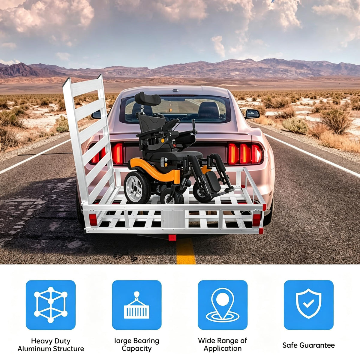 Aluminum Hitch Cargo Carrier with Ramp D1259