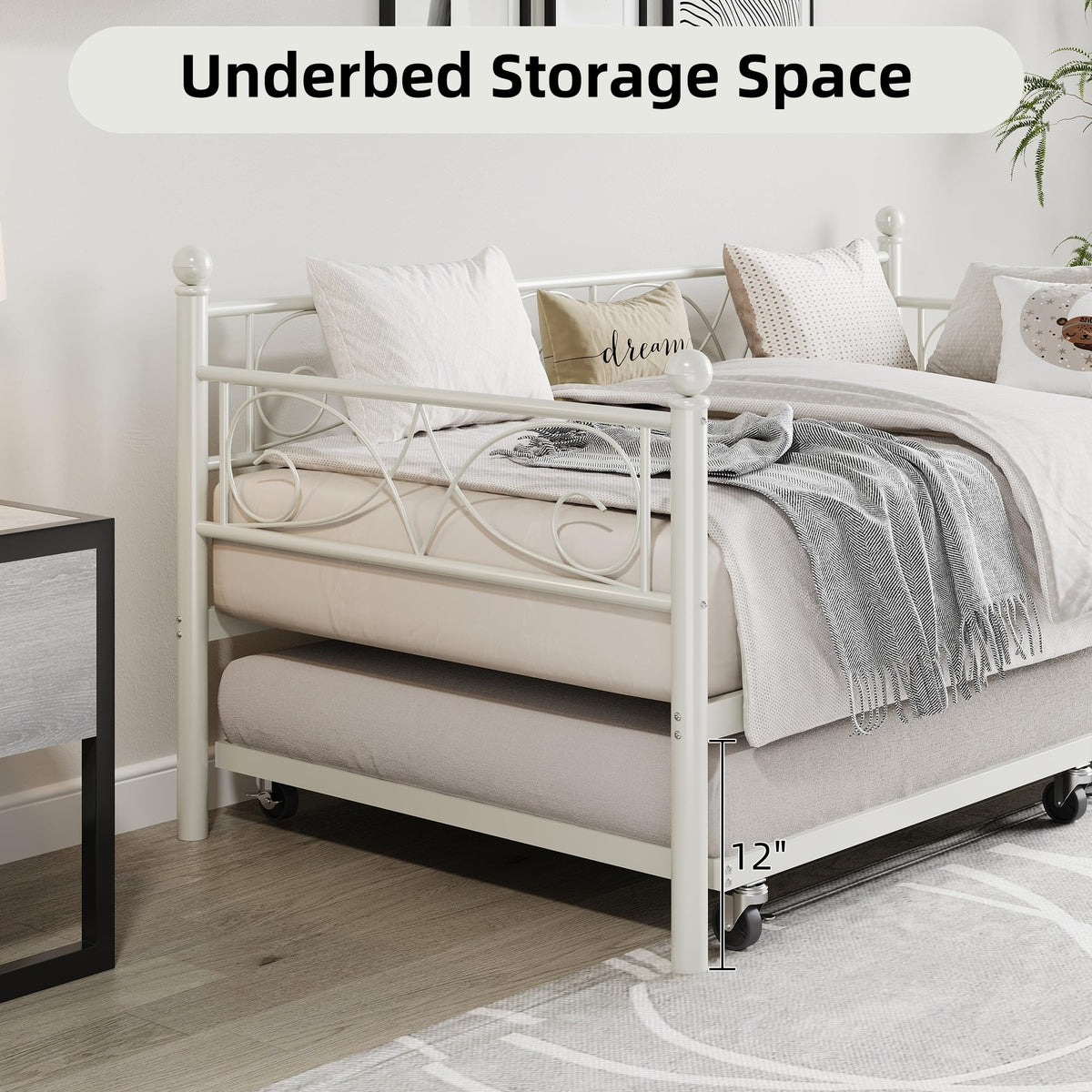 White Twin Daybed with Trundle B68161