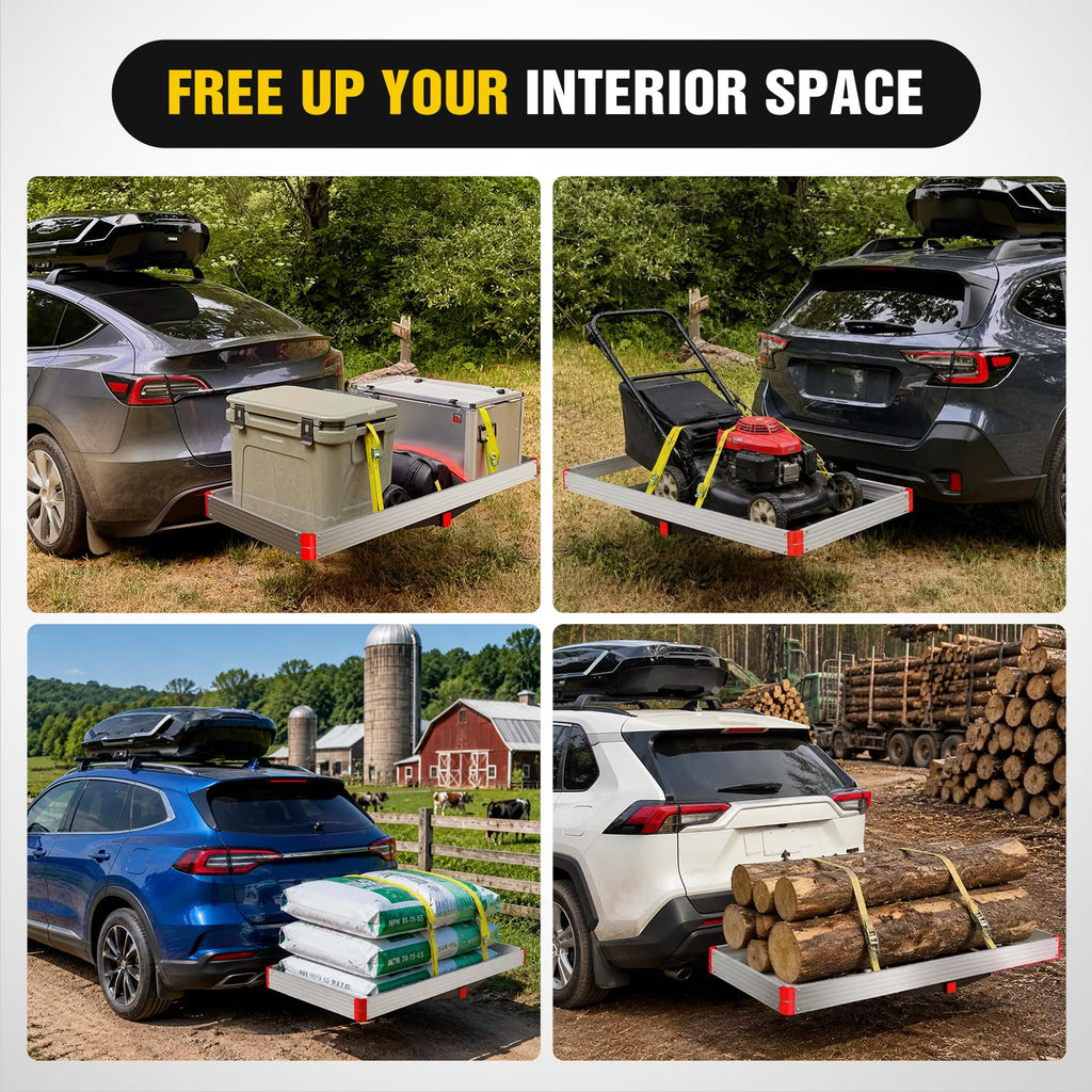 Aluminum Hitch Cargo Carrier 60" x 22" x 3.25" 500 lbs Cargo Basket for 2" Receiver O6100