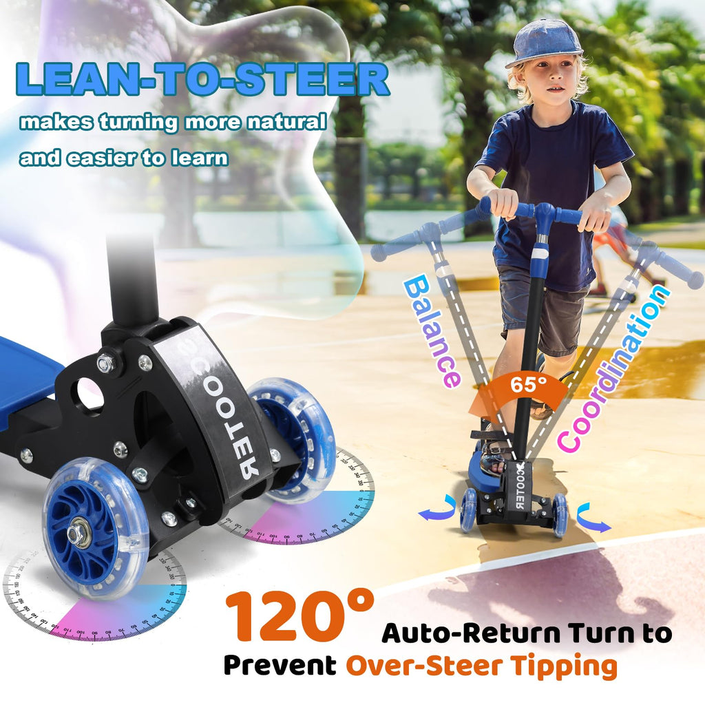 Kids 2-7 Age Light up 3 Wheels Folding Kick Scooter T61534