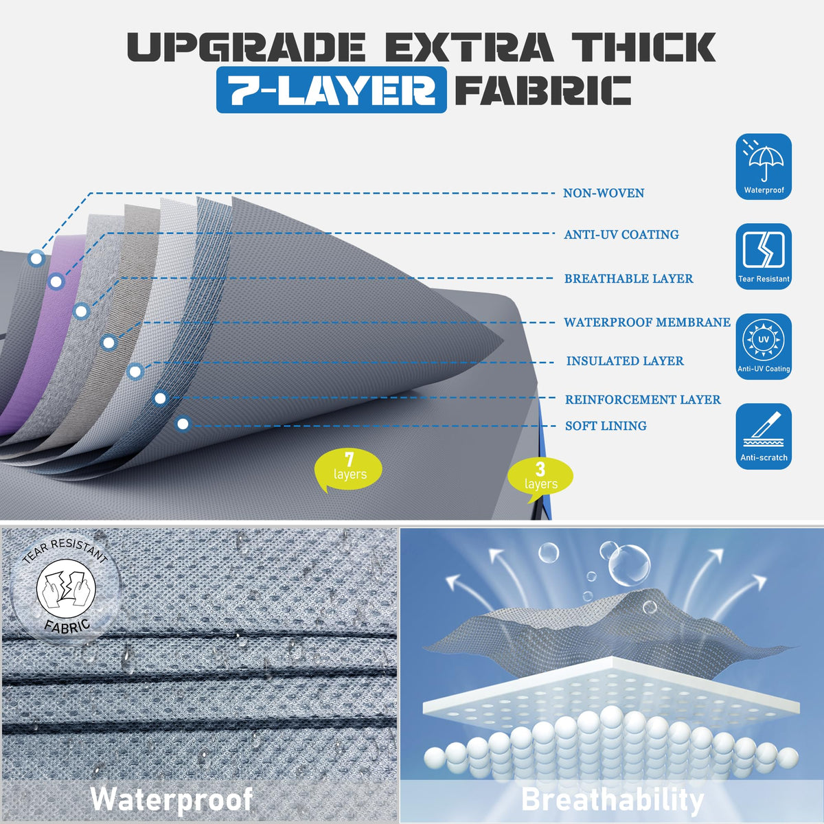 14' - 16' Waterproof Anti-Tear Pop Up Camper Cover V410575