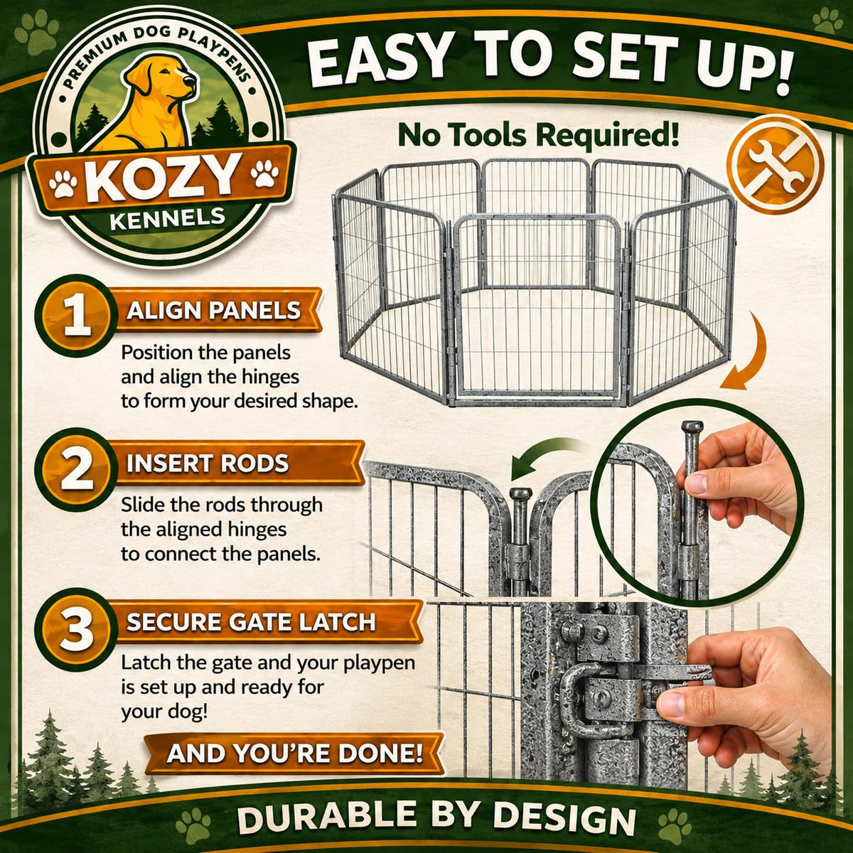 24 inch 8 Panel Portable Grey Metal Pet Playpen D541