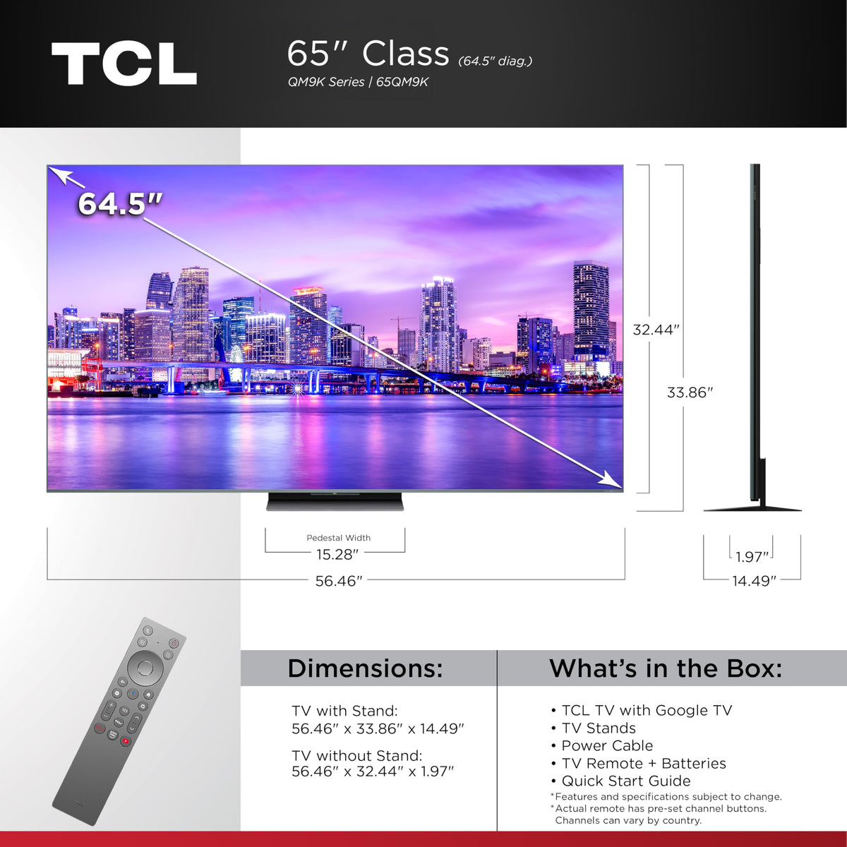 65 Inch Mini LED QLED 4K 144HZ Google TV X980577