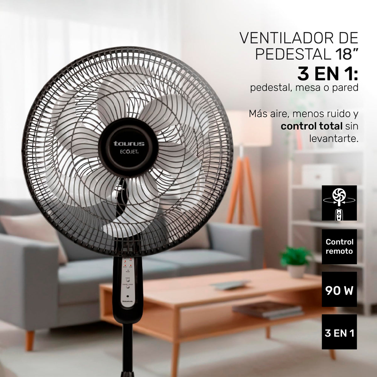 16" Oscillating Pedestal Fan with Remote T6838