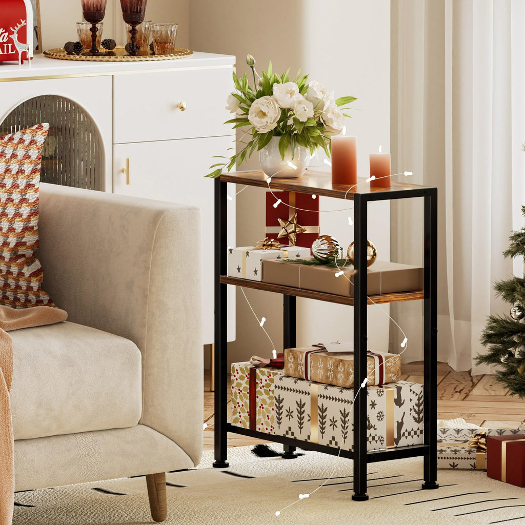 Narrow 2-Tier Side Table with Shelf W818