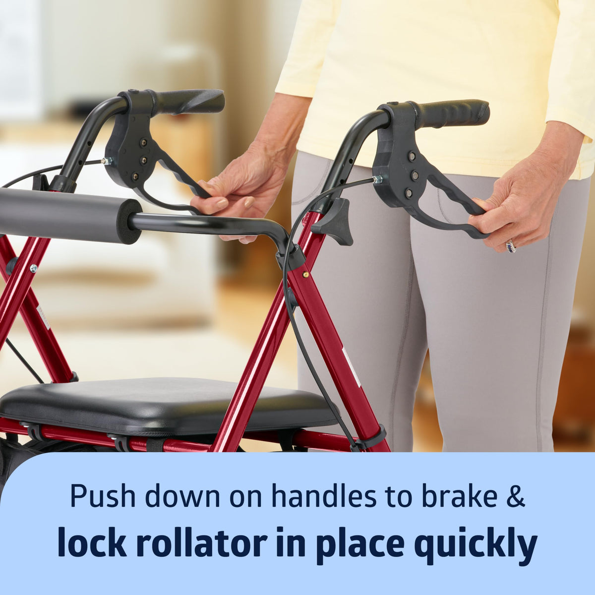Lightweight Folding Aluminum Rollator Walker with 6-inch Wheels, Adjustable Seat and Arms, Burgundy U2538