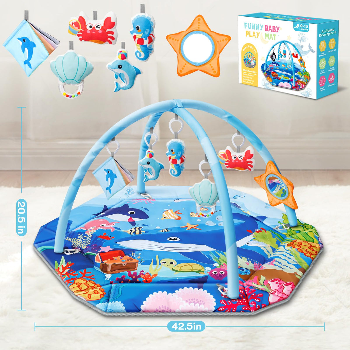 8-in-1 Washable Baby Gym Play Mat & Ball Pit J475133