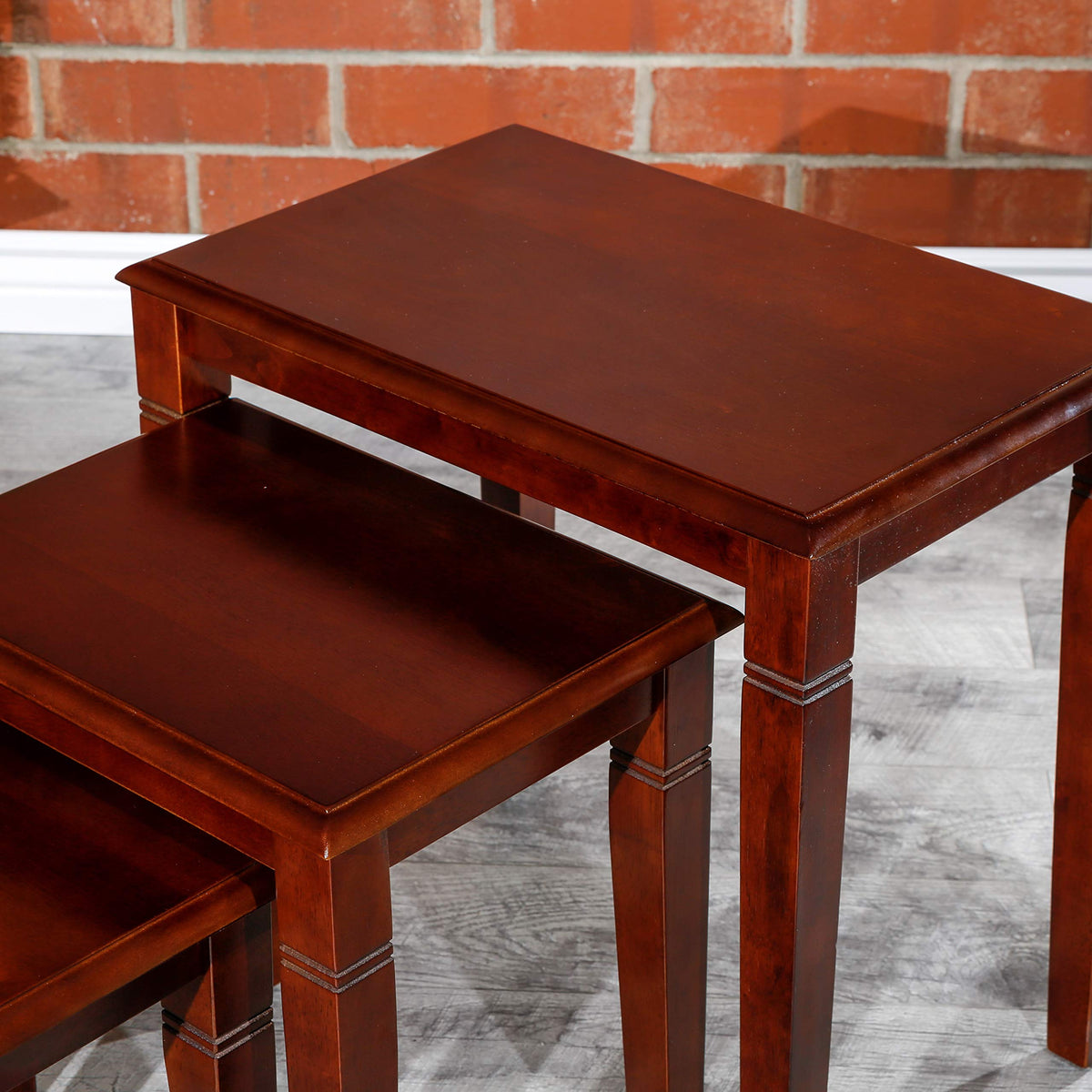 Wooden Nesting Tables Set of 3 Cherry Finish C189