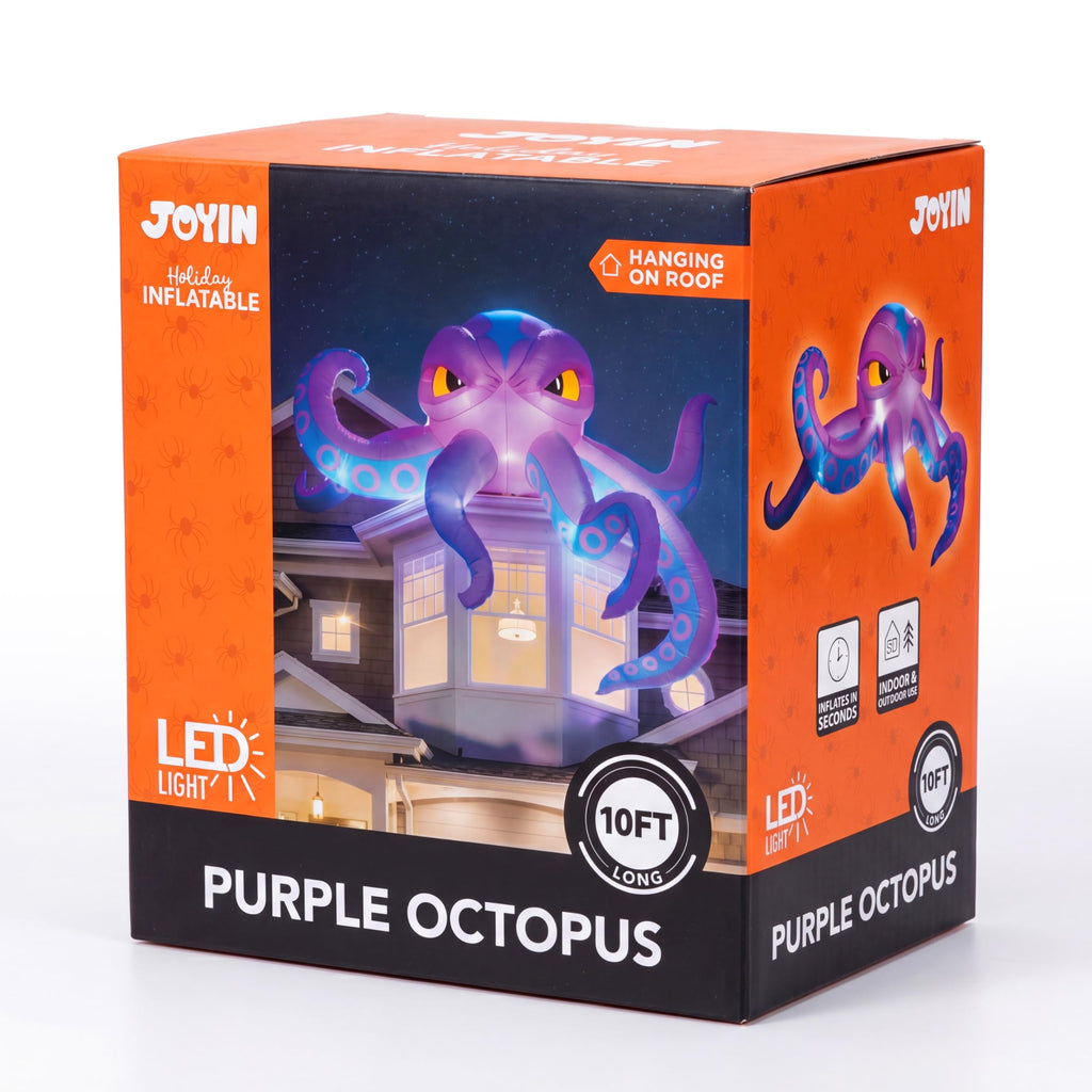 10FT Inflatable Octopus Decoration with Built-in LED Lights L7543