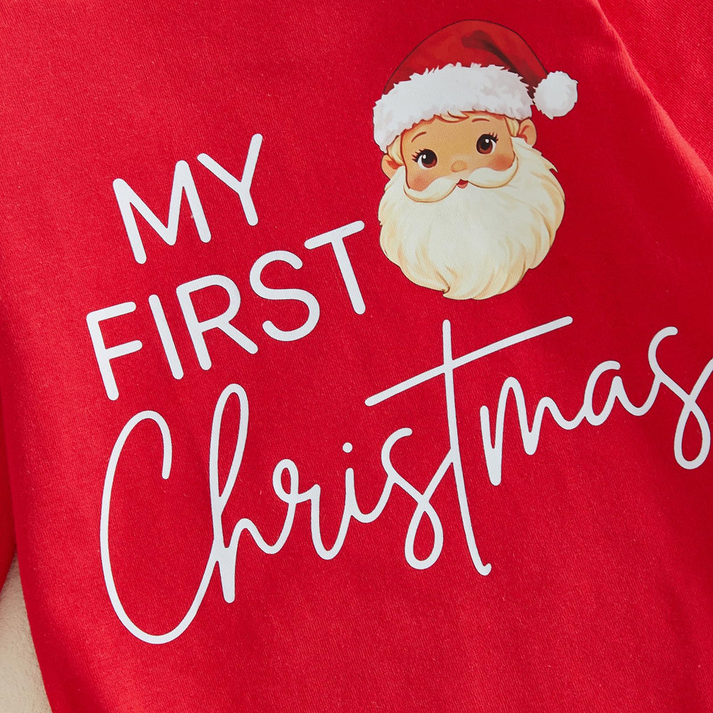 Christmas Baby Girl Outfit Romper Flared Pants Headband P63503
