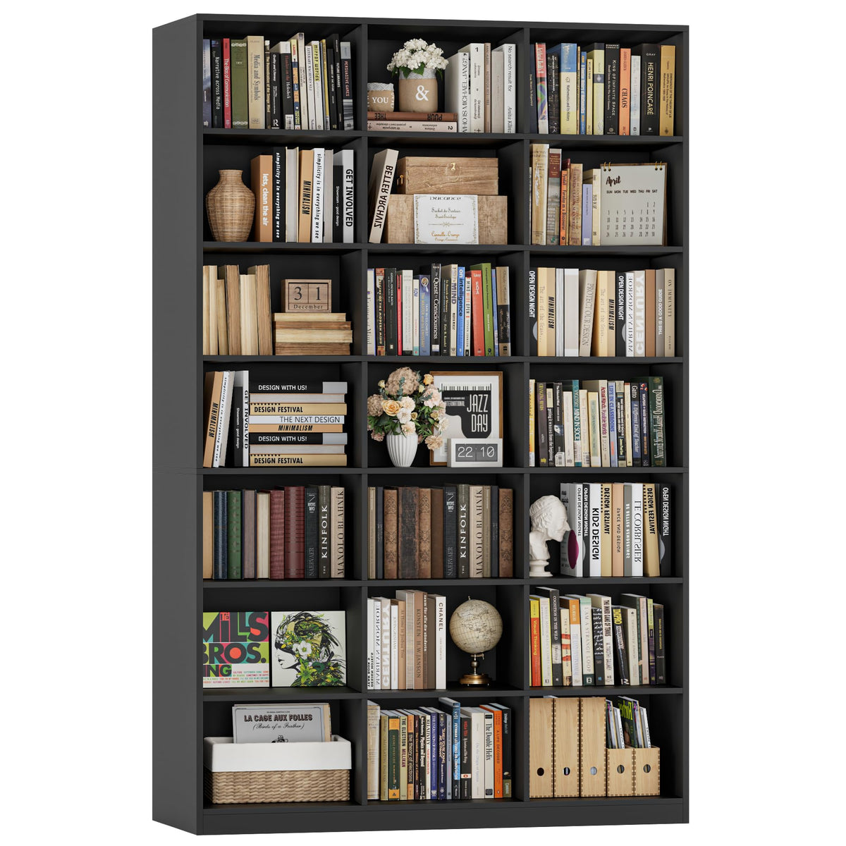 86" Triple Wide Black Bookshelf and Bookcase O591700