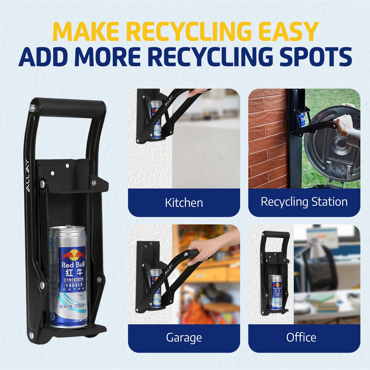 16oz Wall Mounted Can Crusher with Built-In Bottle Opener Y42858