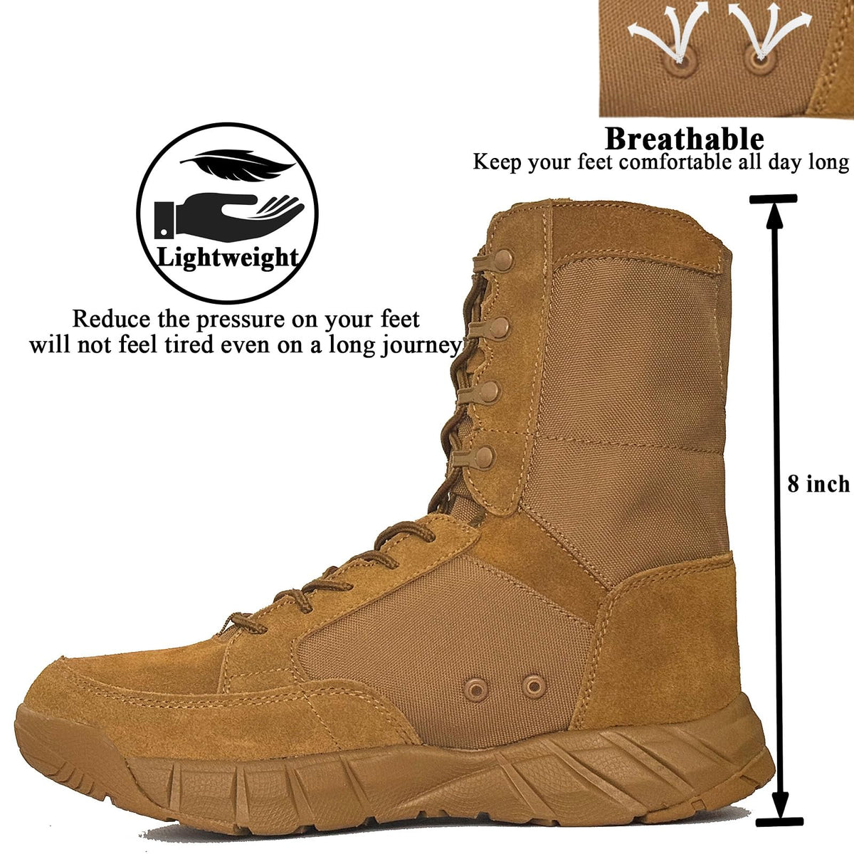 Coyote Brown Lace Up Tactical Boots J667