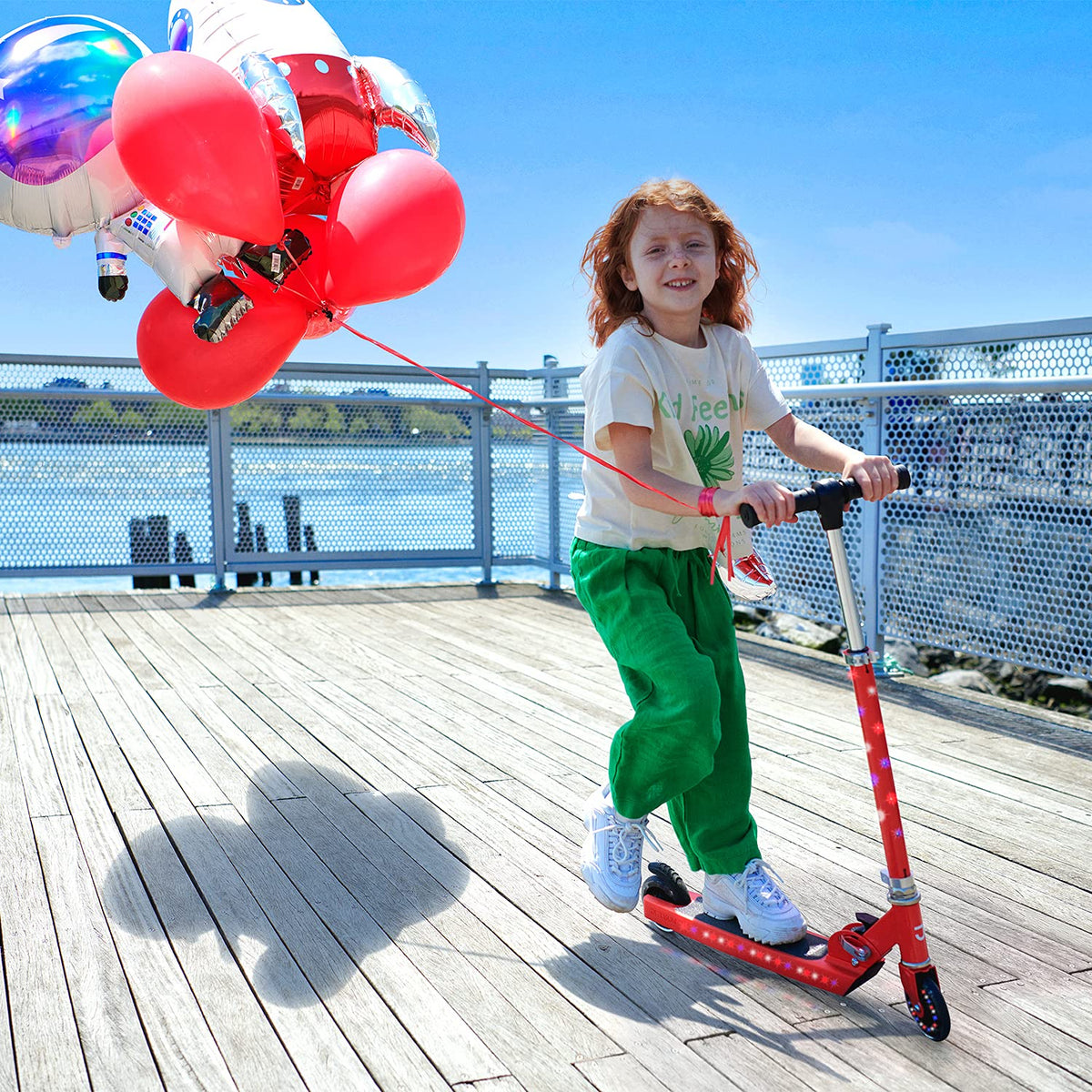 2-Wheel Light-Up Kick Scooter with Adjustable Handlebar and Rear Brake V32180