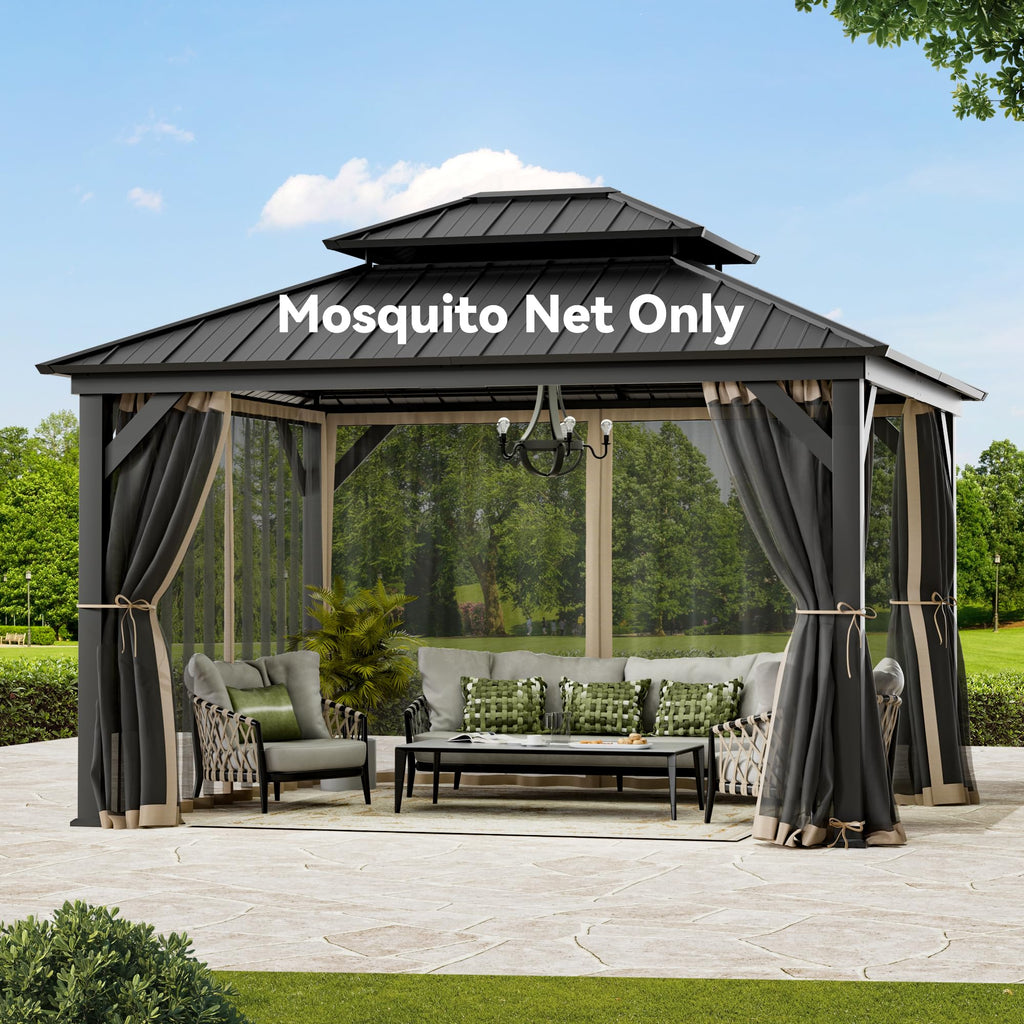 Outdoor Gazebo Mosquito Netting Replacement 4-Panel Sidewalls 11' x 13' R307