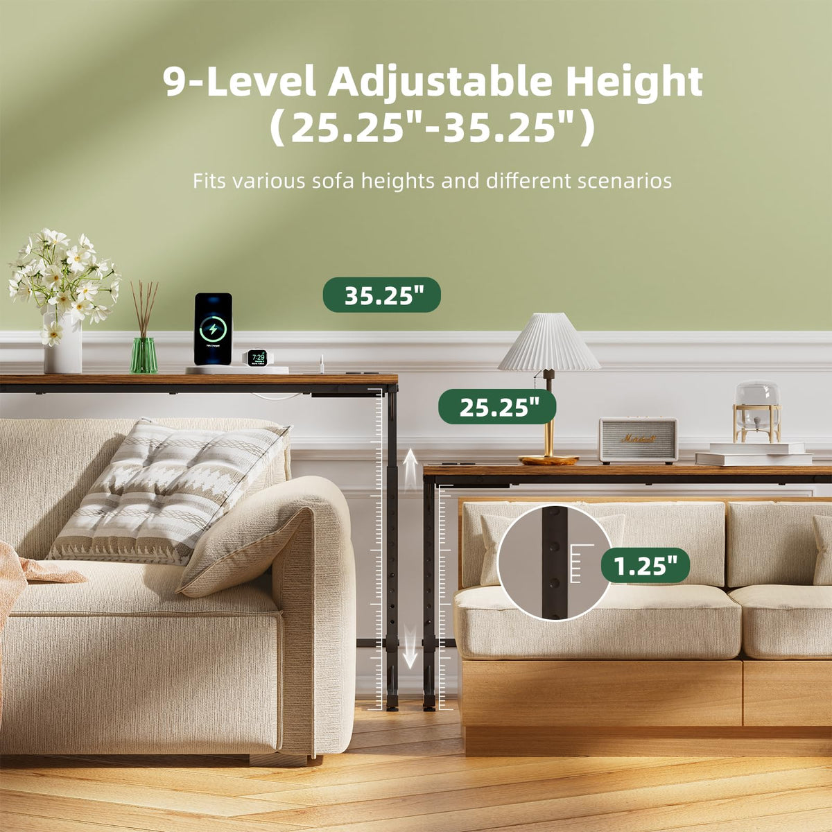 78.75” Narrow Adjustable Console Table with Outlet J123
