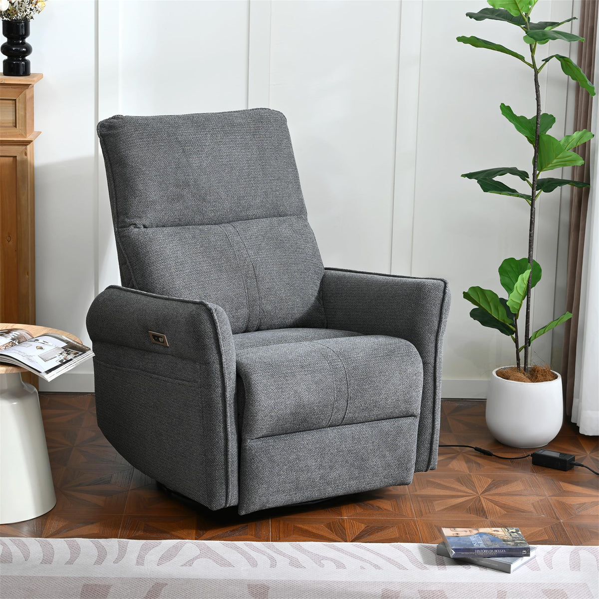 Power Swivel Rocker Recliner Chair Dark Gray N19087