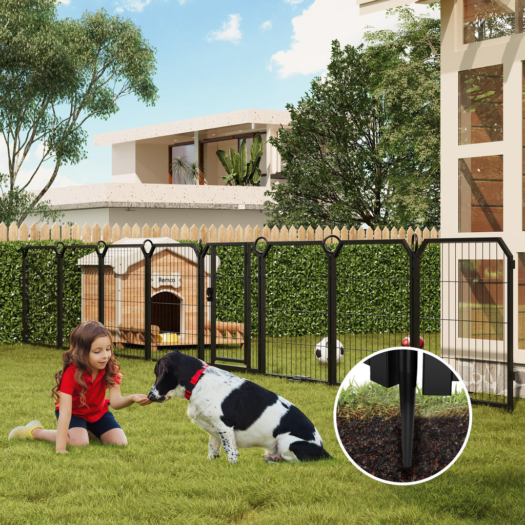 40 Inch 16-Panel Metal Dog Playpen with Door & Stakes O6470