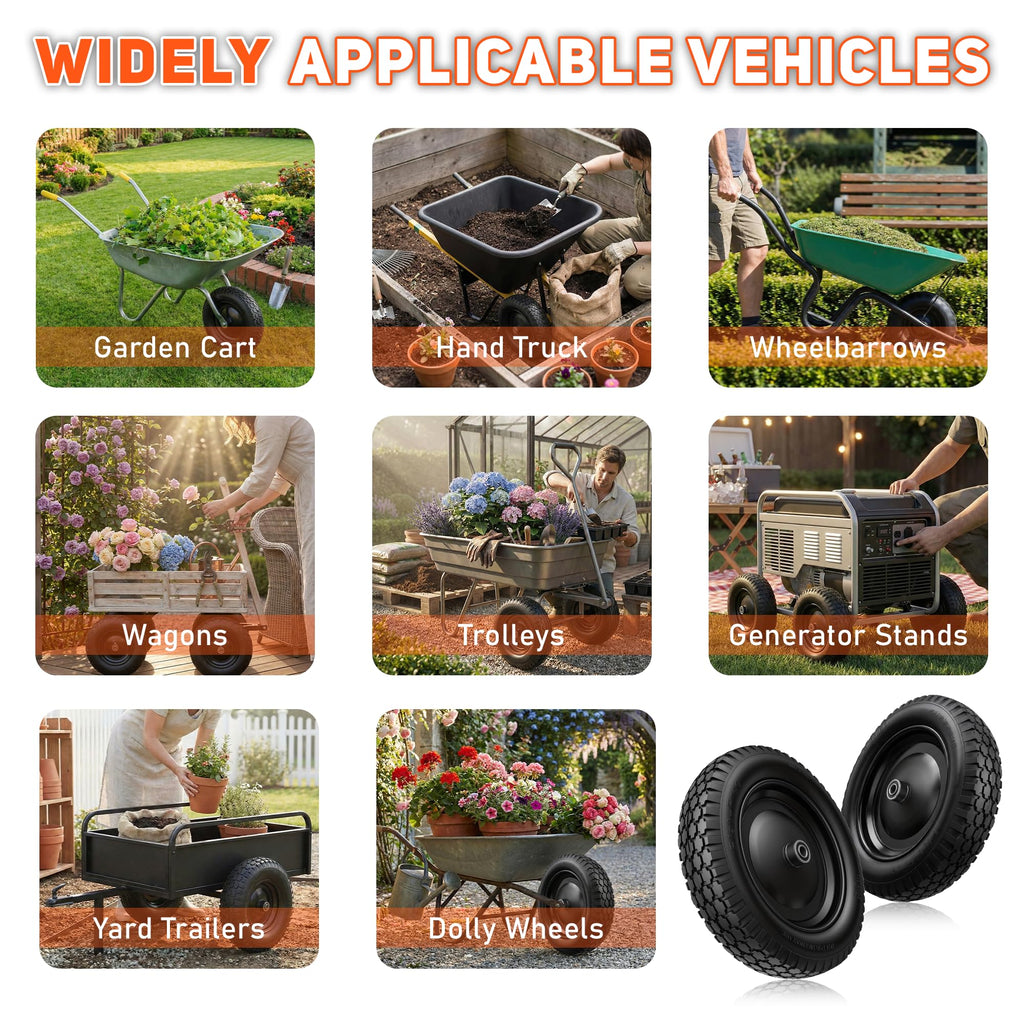 4.80/4.00-8 Flat Free Wheelbarrow Tire and Wheel X140741