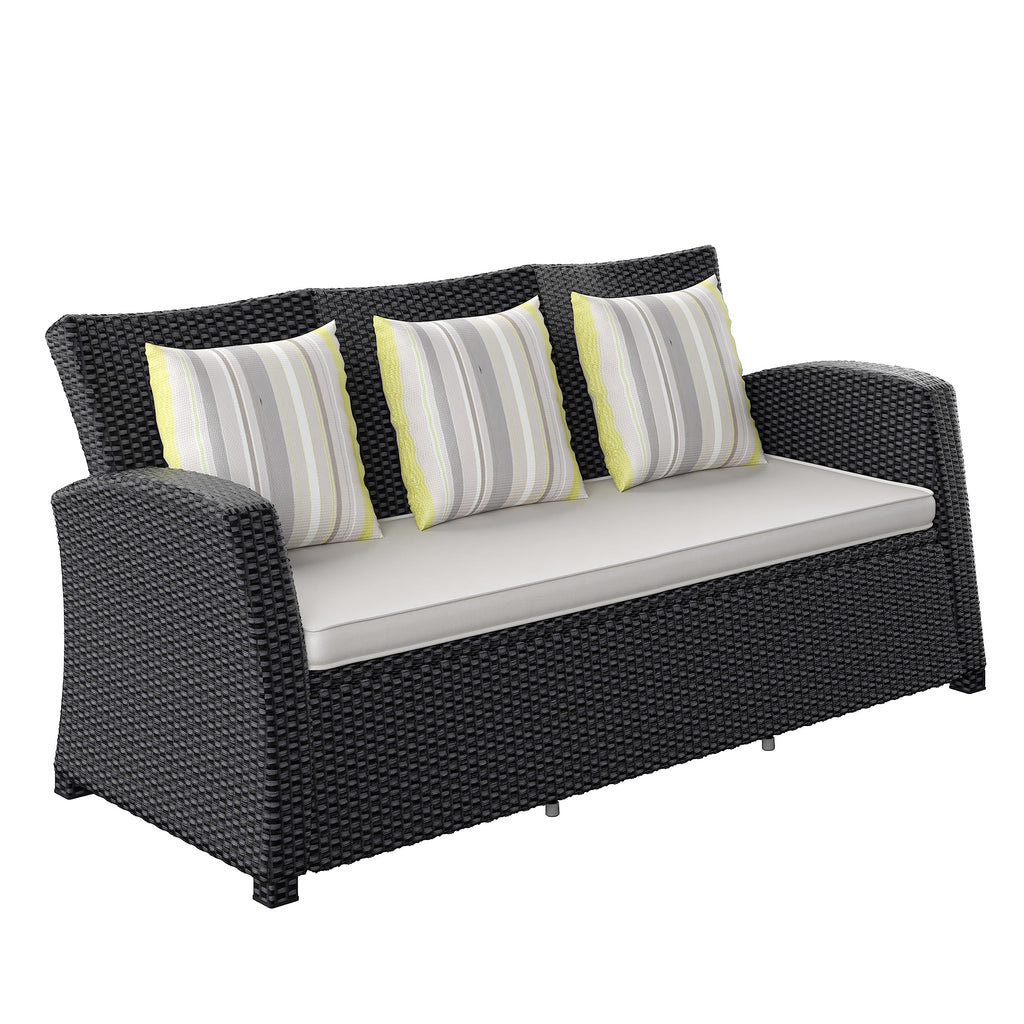 Light Grey Cushions Wicker 1-Piece Patio Sofa D683