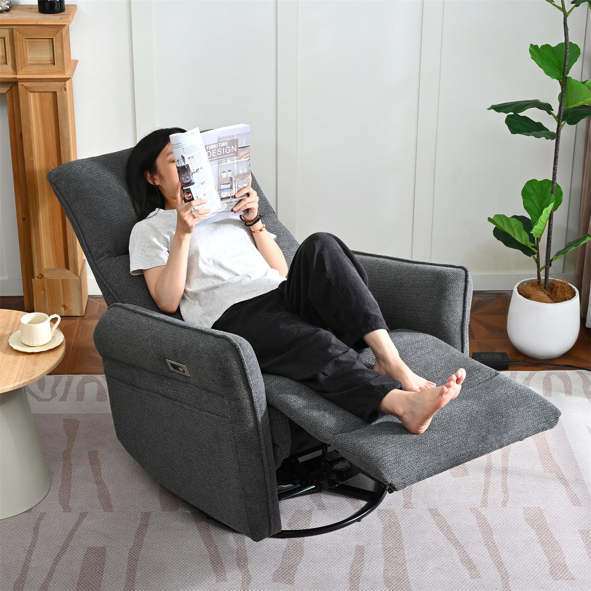 Power Swivel Rocker Recliner Chair Dark Gray N19087