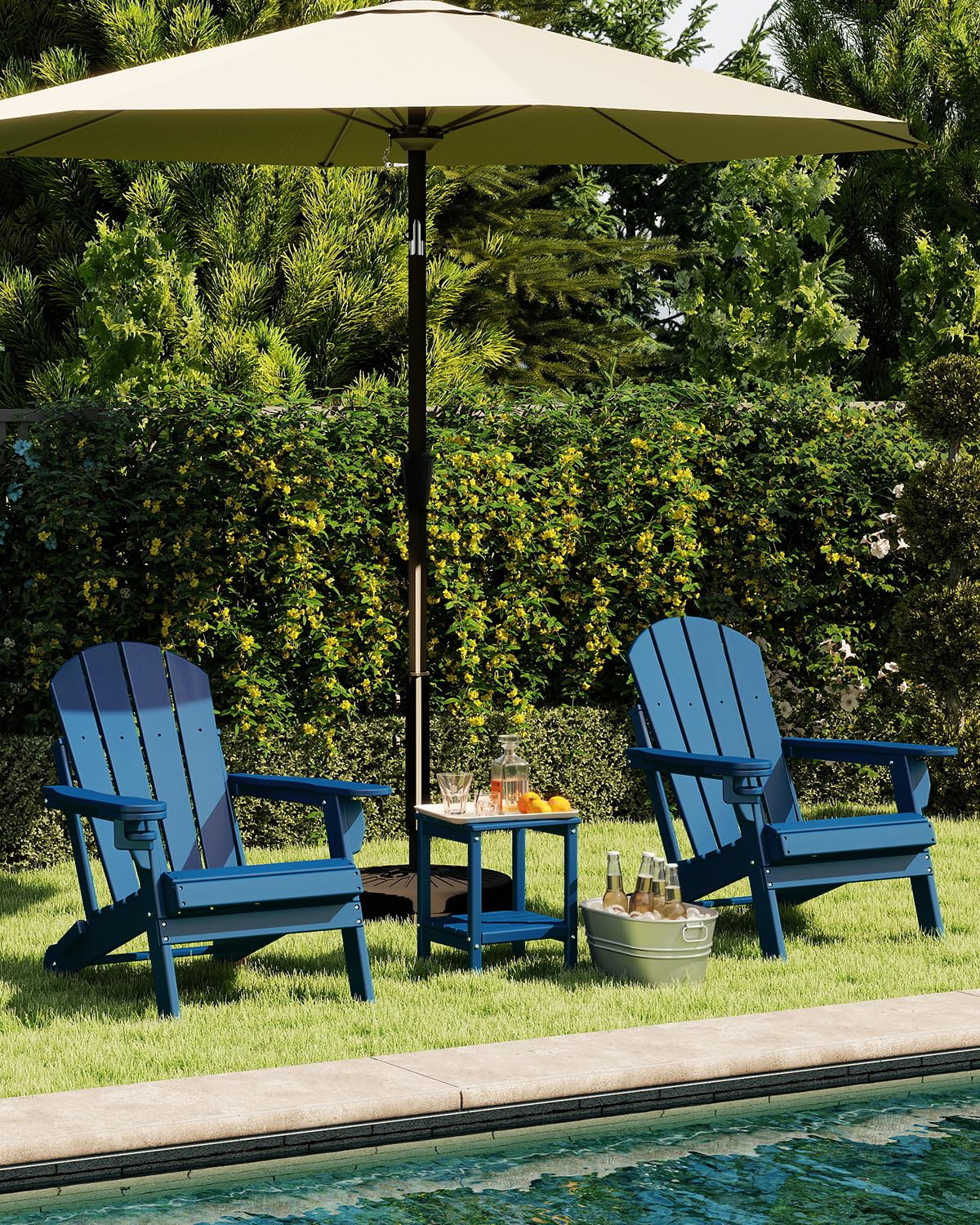 Folding Adirondack Chairs Set of 2 Blue N3409