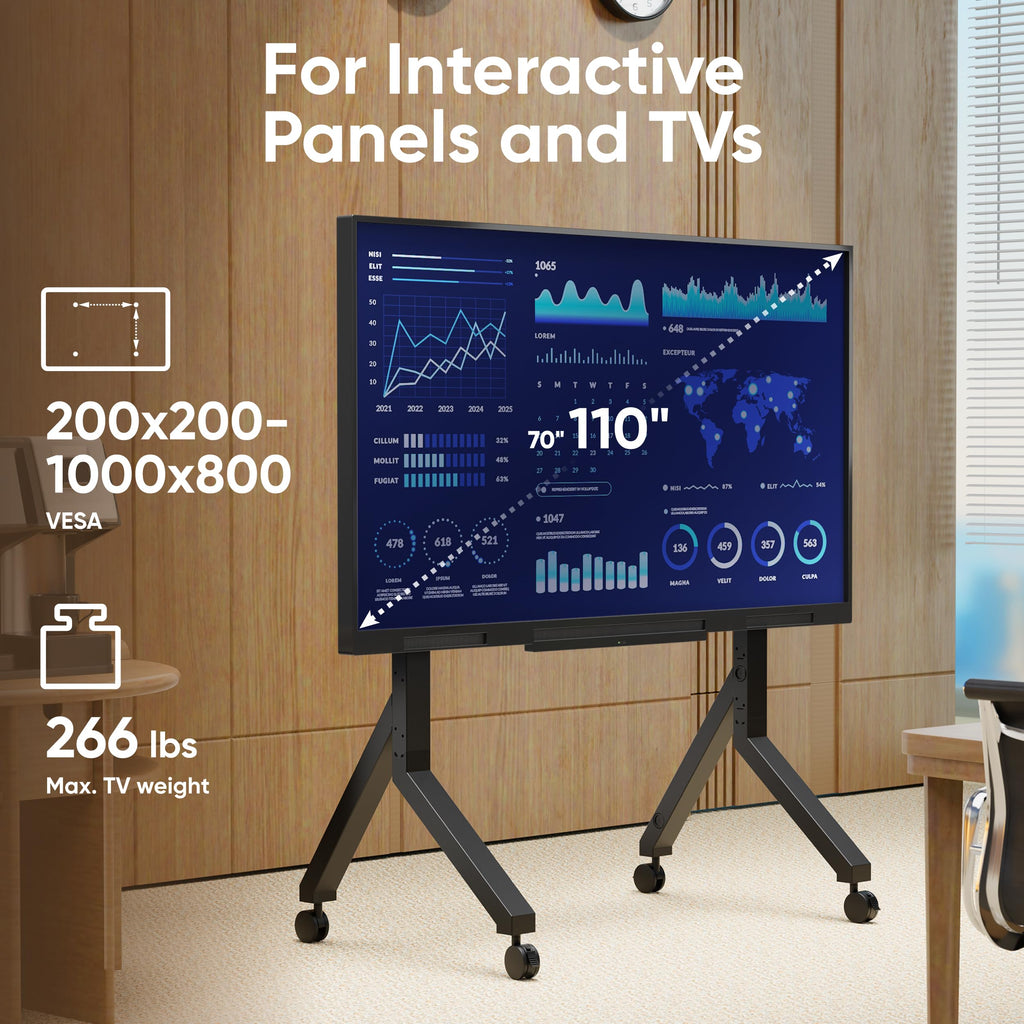 Mobile TV Stand on Wheels 70-110 Inch Black E47852