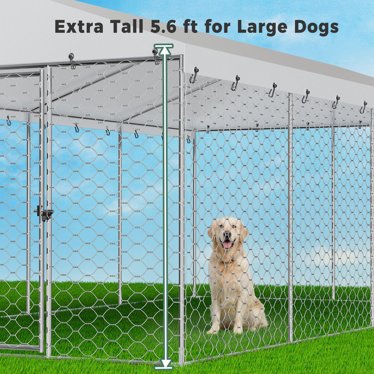 20×10×5.6FT Outdoor Dog Kennel with Bowls B75512