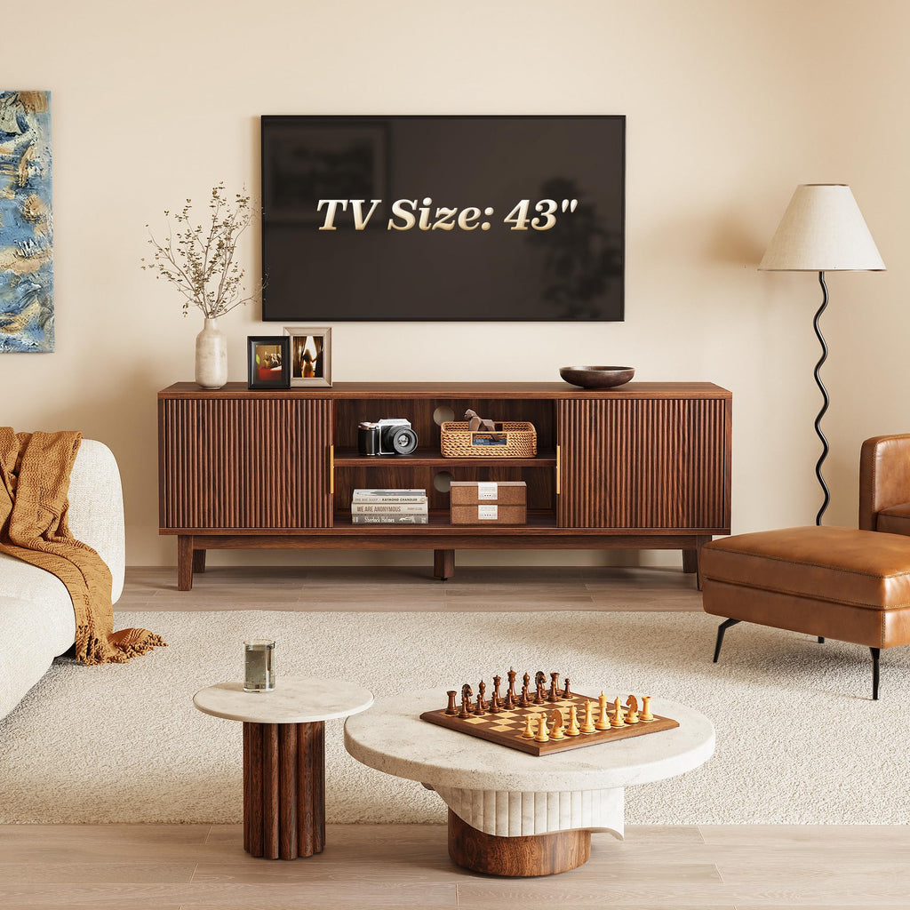 54 Inch Fluted TV Stand with Storage T644709