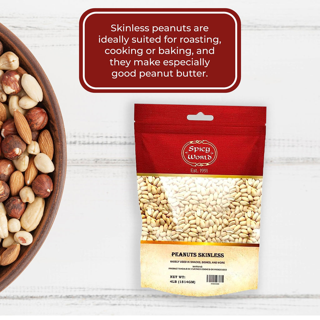 Blanched Raw Unsalted Skinless Peanuts 4 Pound M542