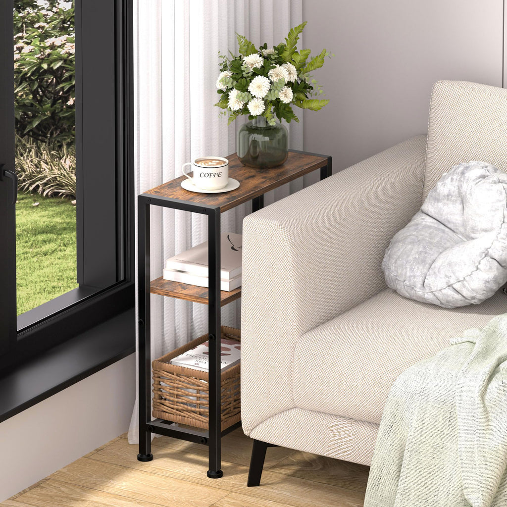 Narrow 2-Tier Side Table with Shelf W818