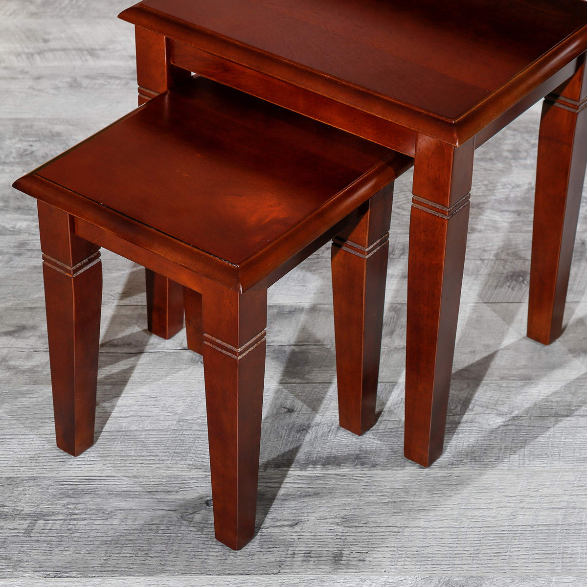 Wooden Nesting Tables Set of 3 Cherry Finish C189