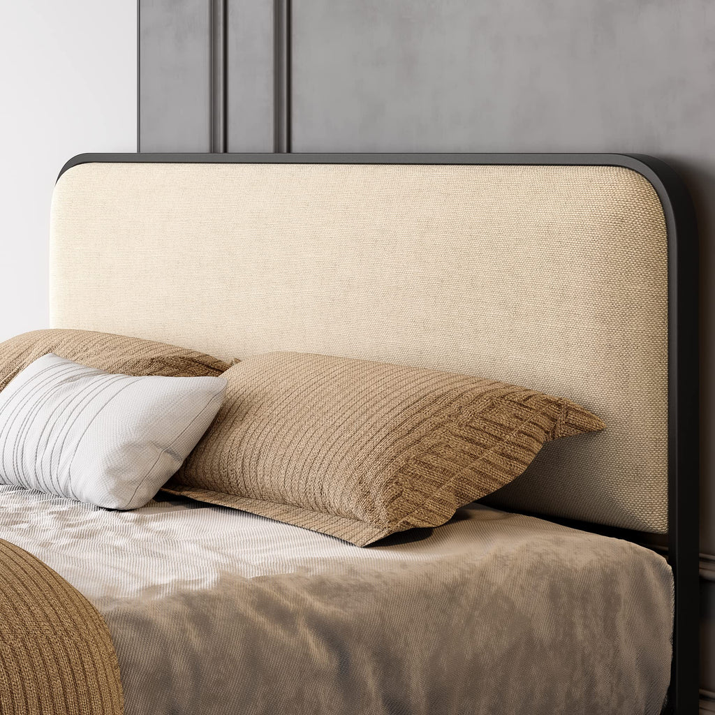 Full Size Metal Bed Frame with Upholstered Headboard Z22380