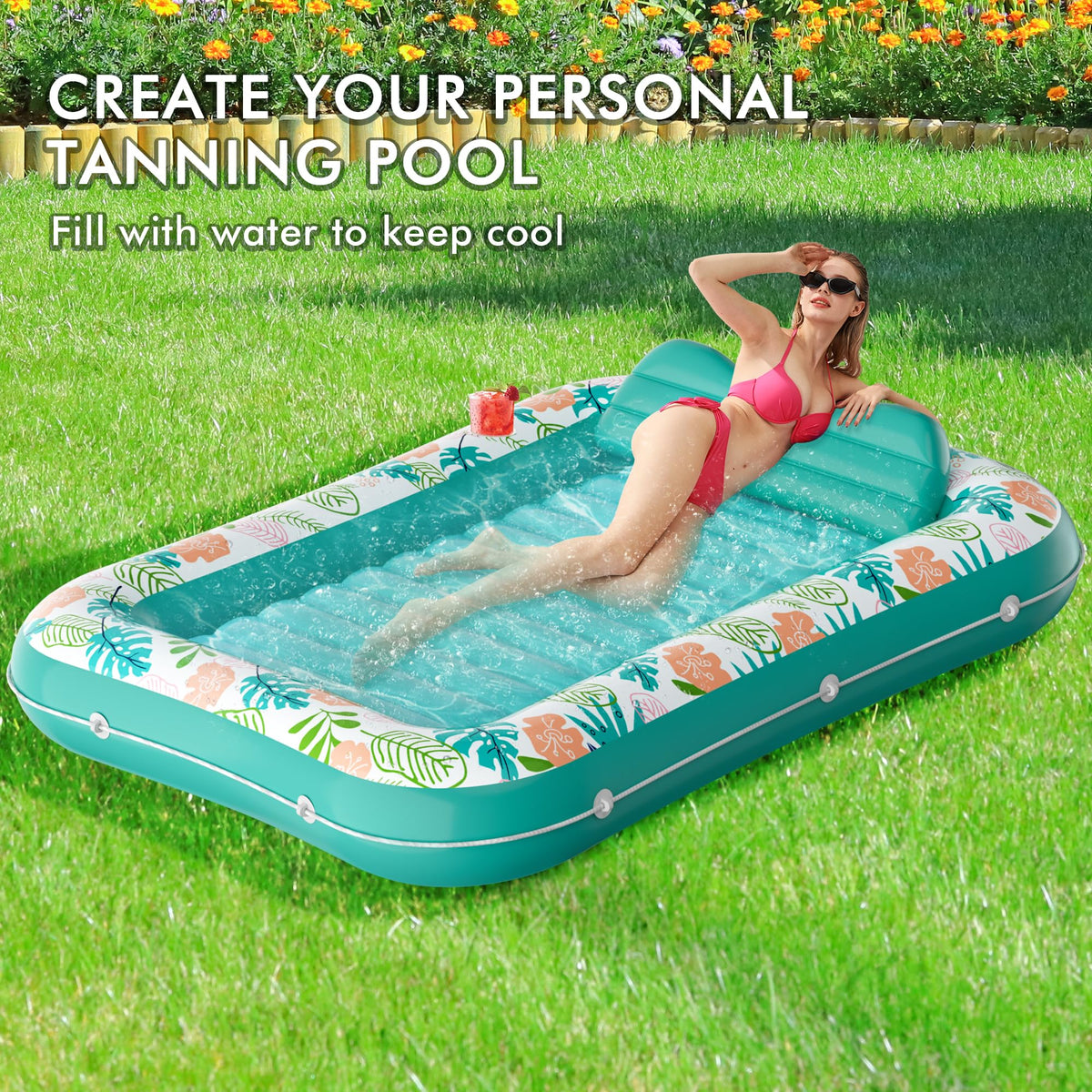 2 Pack Inflatable Pool Float Mat & 75" x 51" Tanning Pool Lounger A865652