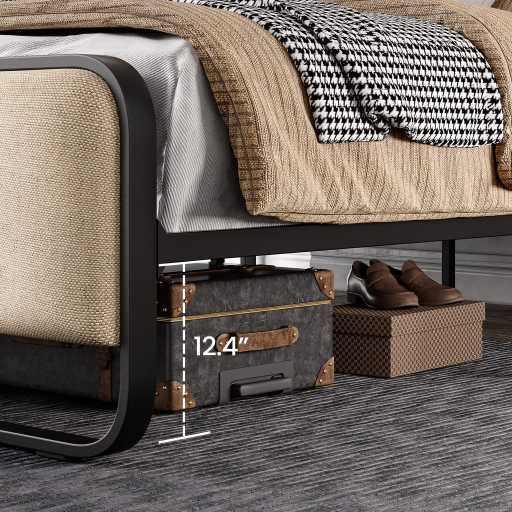 Full Size Metal Bed Frame with Upholstered Headboard Z22380